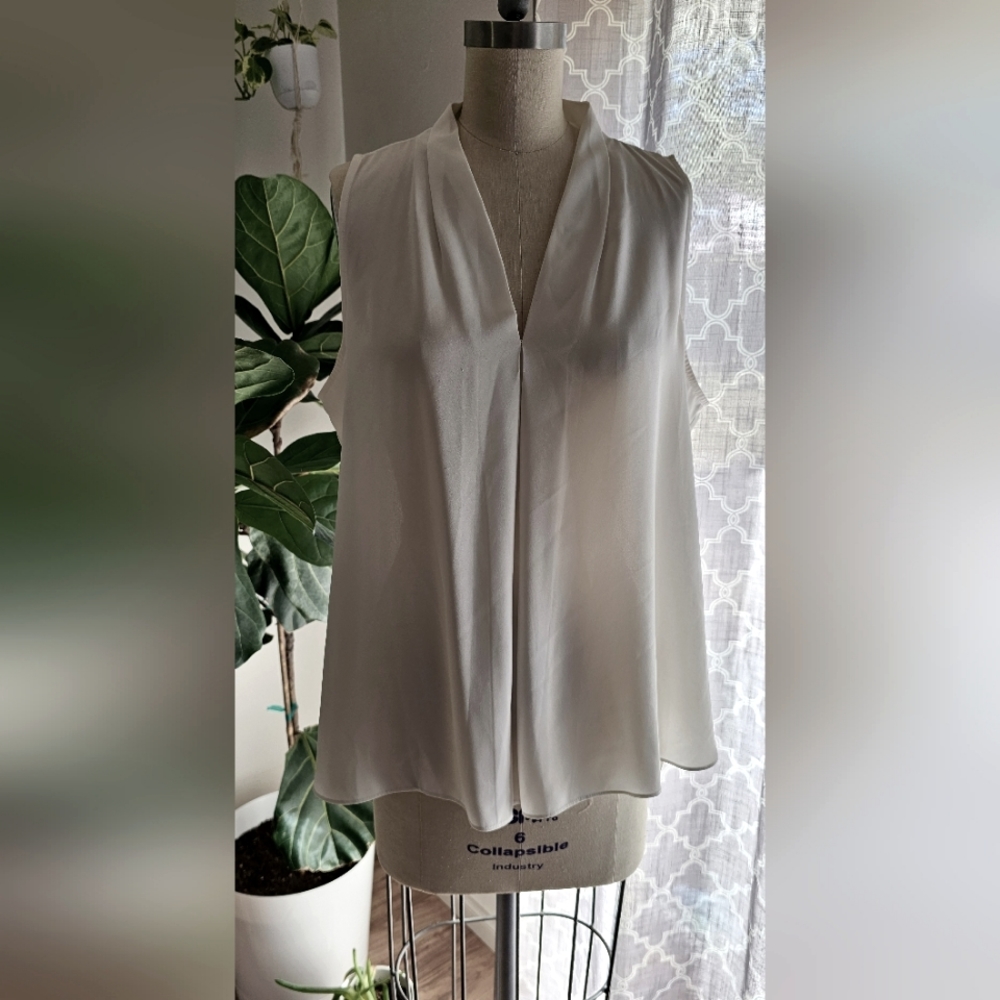 Vince Camuto sheer tank top flowy white